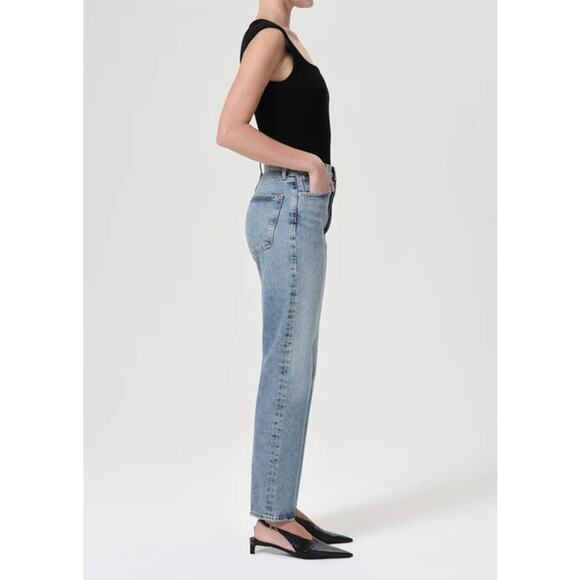 Agolde Women's Blue 90's Pinch Waist High Rise Straight Leg Denim Jeans Size 26 - Picture 2 of 11